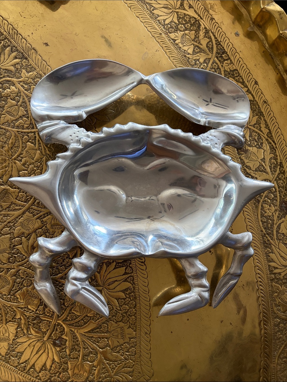 Pewter crab dish